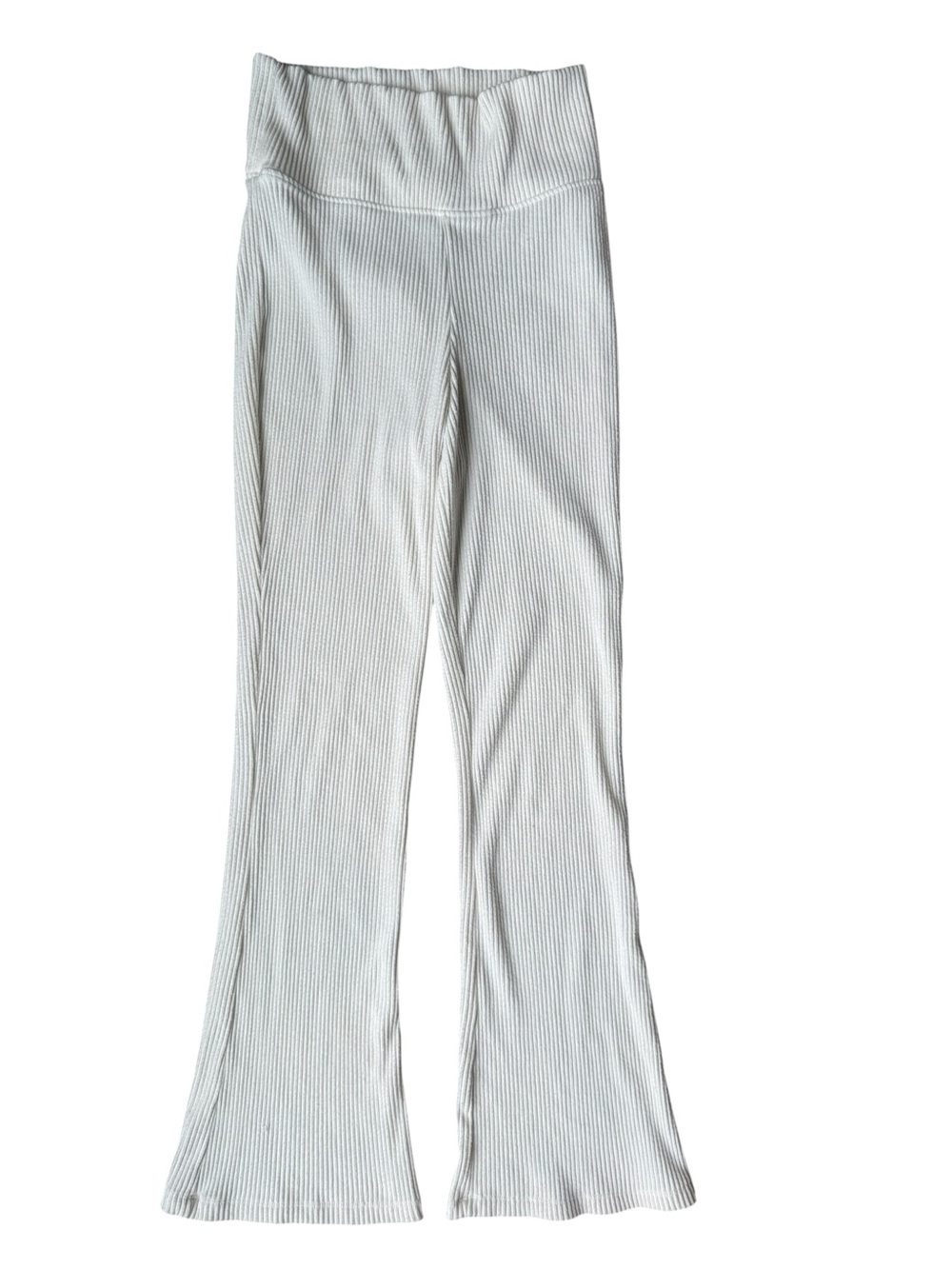 Wild Fable Ribbed Foldover Flare Pants Small Cream Cozy Y2K Lounge Womens